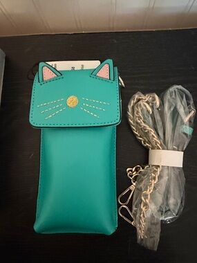 Brentano Kids Turquoise Cat phone holder/ wallet crossbody
